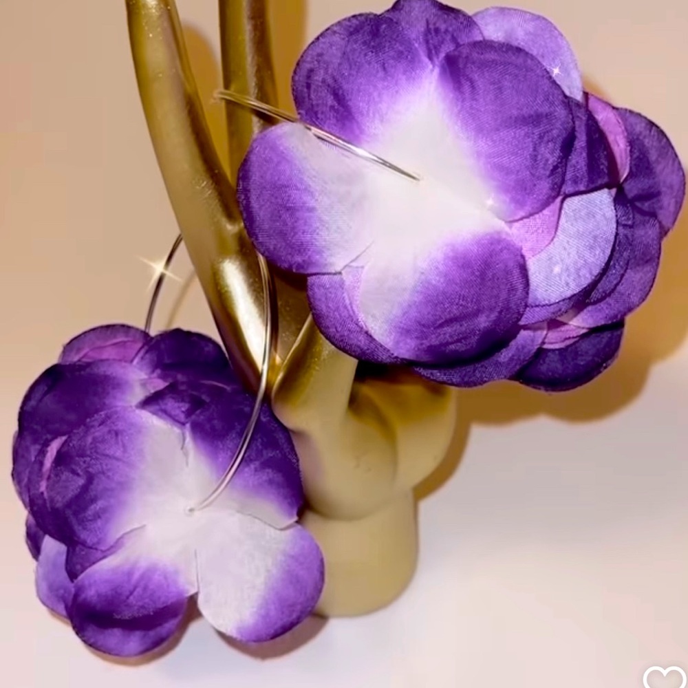 Flower petal hoop earrings earrings handmade nickel free